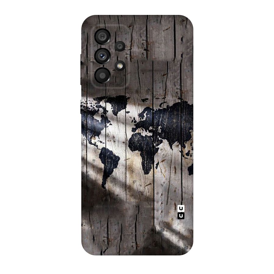 World Map Wood Design Original Polycarbonate Back Case for Galaxy A73 5G