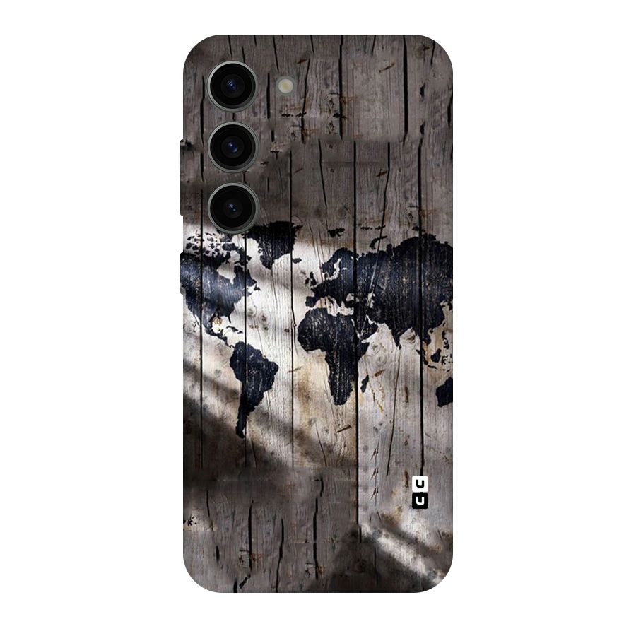 World Map Wood Design Original Polycarbonate Back Case for Galaxy S23