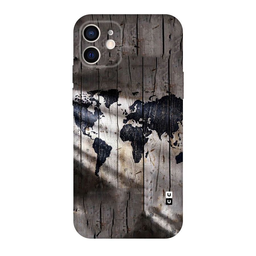 World Map Wood Design Original Polycarbonate Back Case for iPhone 12
