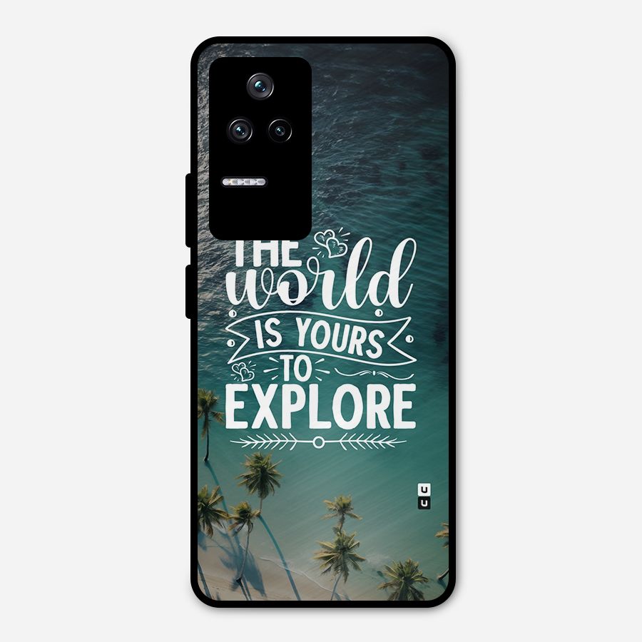 World To Explore Metal Back Case for Poco F4 5G