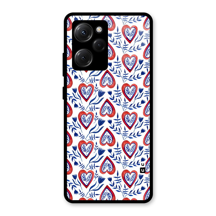 Wrapping Hearts Pattern Glass Back Case for Poco X5 Pro