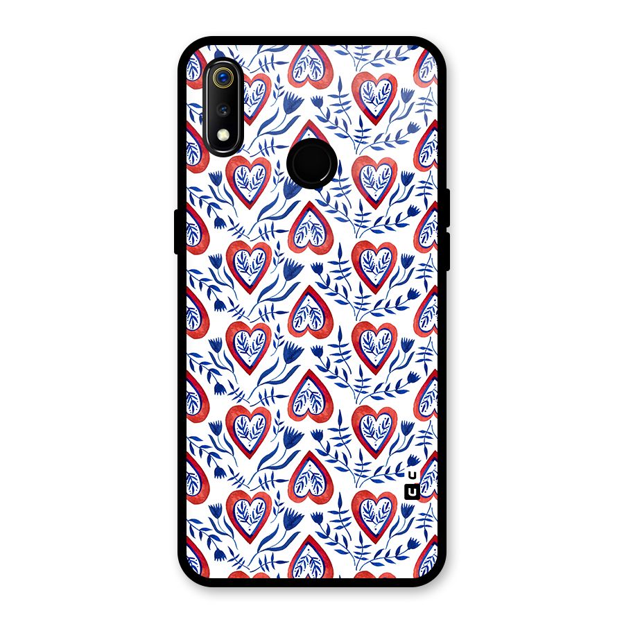 Wrapping Hearts Pattern Glass Back Case for Realme 3i
