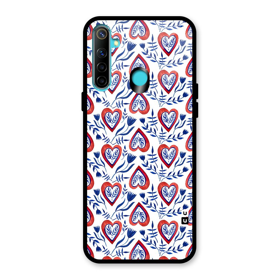 Wrapping Hearts Pattern Glass Back Case for Realme 5i