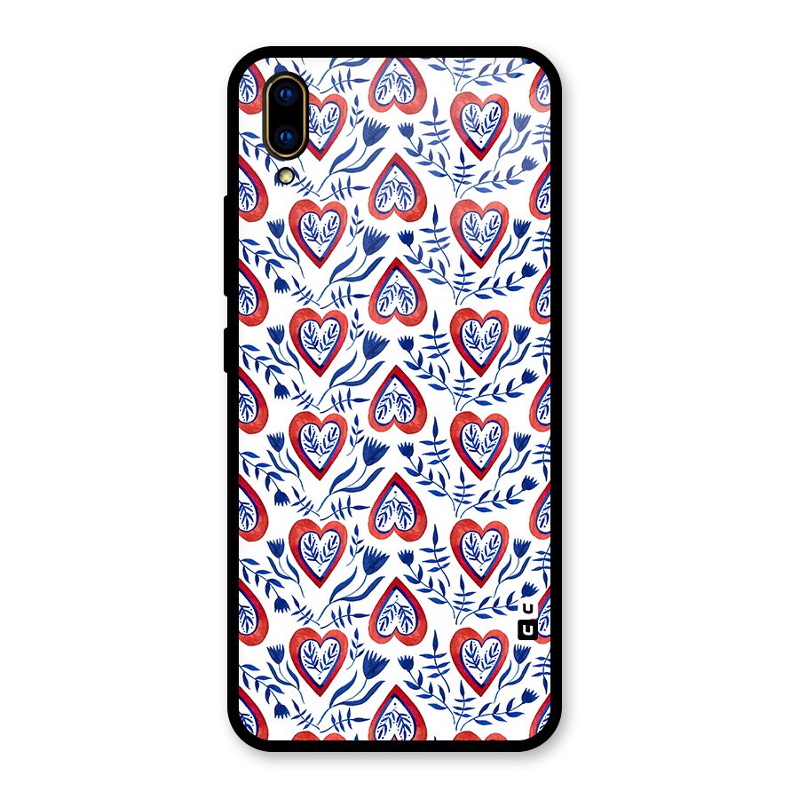 Wrapping Hearts Pattern Glass Back Case for Vivo V11 Pro