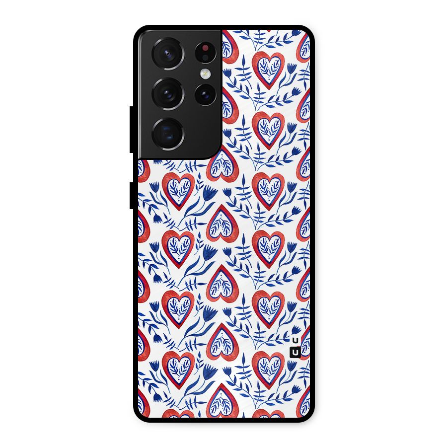 Wrapping Hearts Pattern Metal Back Case for Galaxy S21 Ultra 5G