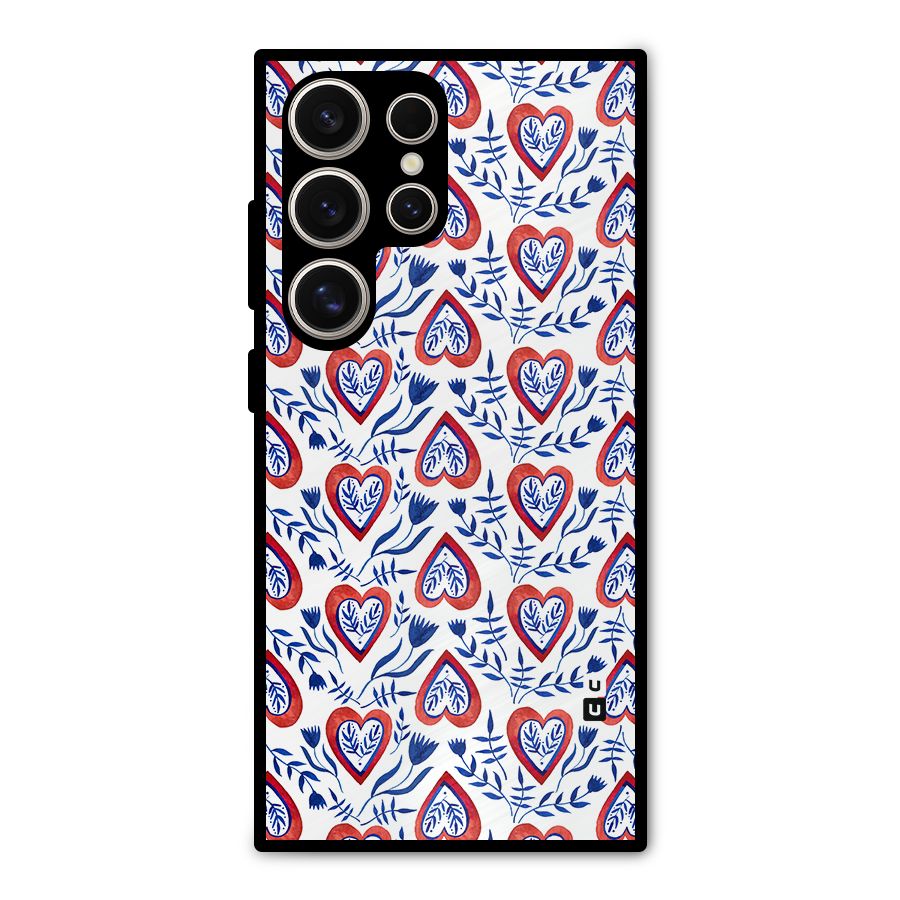 Wrapping Hearts Pattern Metal Back Case for Galaxy S24 Ultra