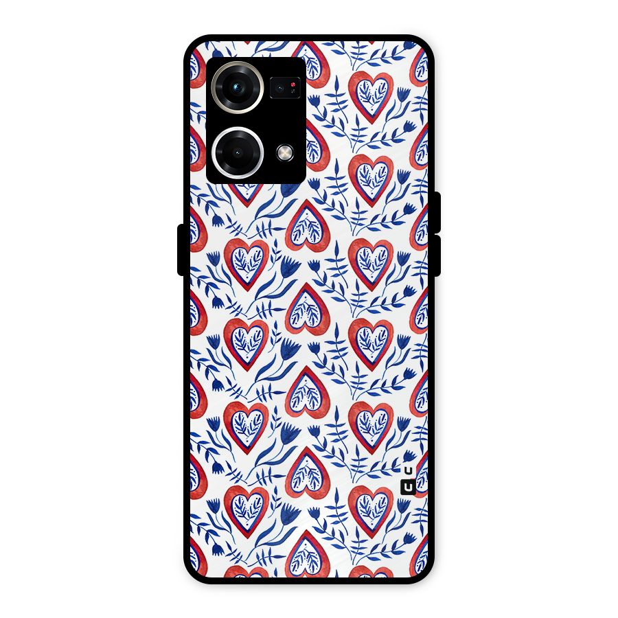 Wrapping Hearts Pattern Metal Back Case for Oppo F21 Pro 4G