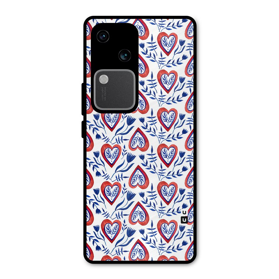 Wrapping Hearts Pattern Metal Back Case for Vivo V30 Pro