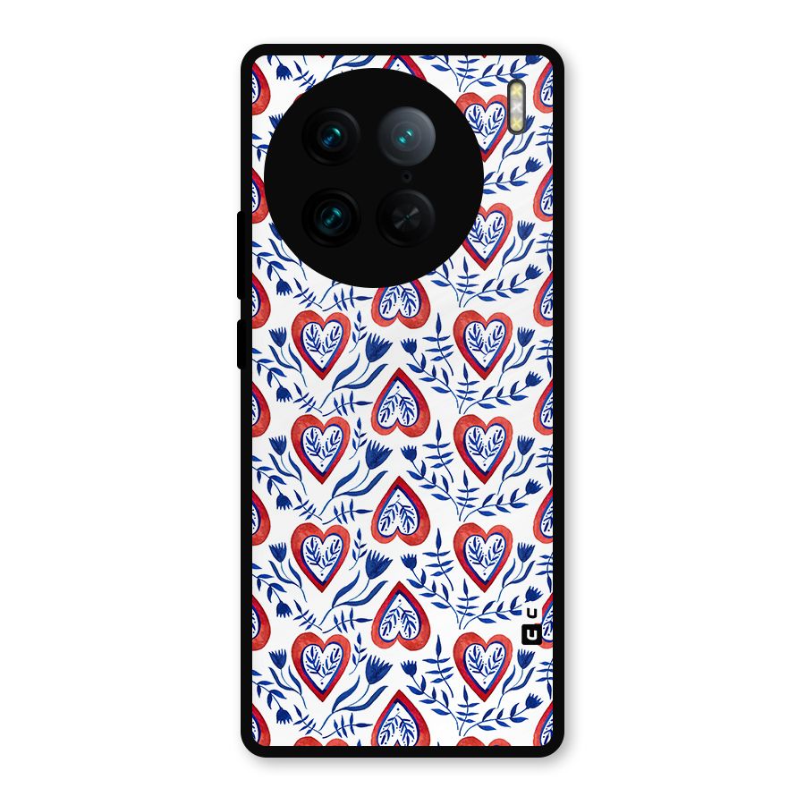 Wrapping Hearts Pattern Metal Back Case for Vivo X90 Pro