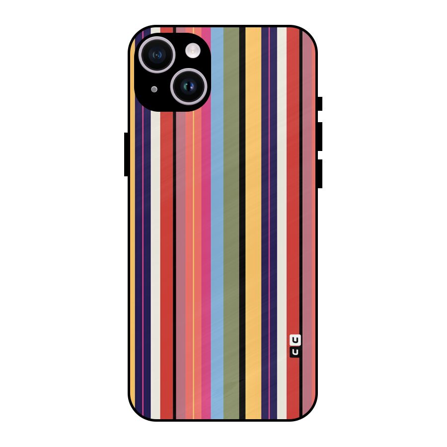 Wrapping Stripes Metal Back Case for iPhone 14 Plus