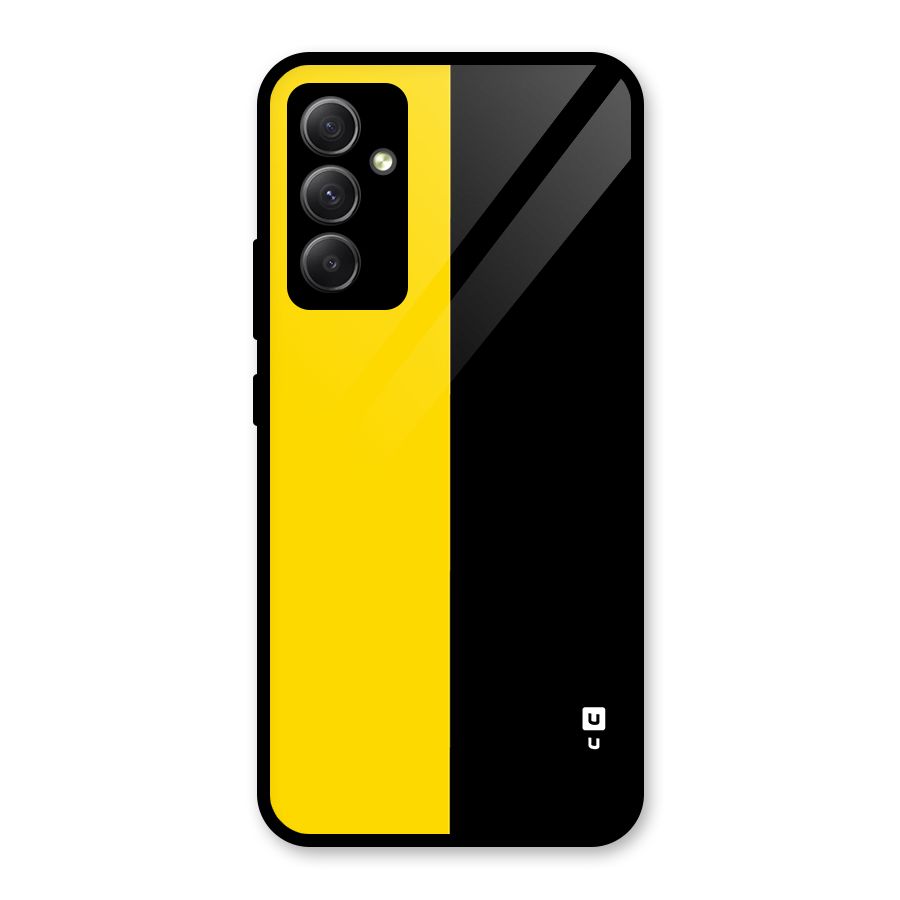 Yellow Black Super Minimalistic Glass Back Case for Galaxy A34