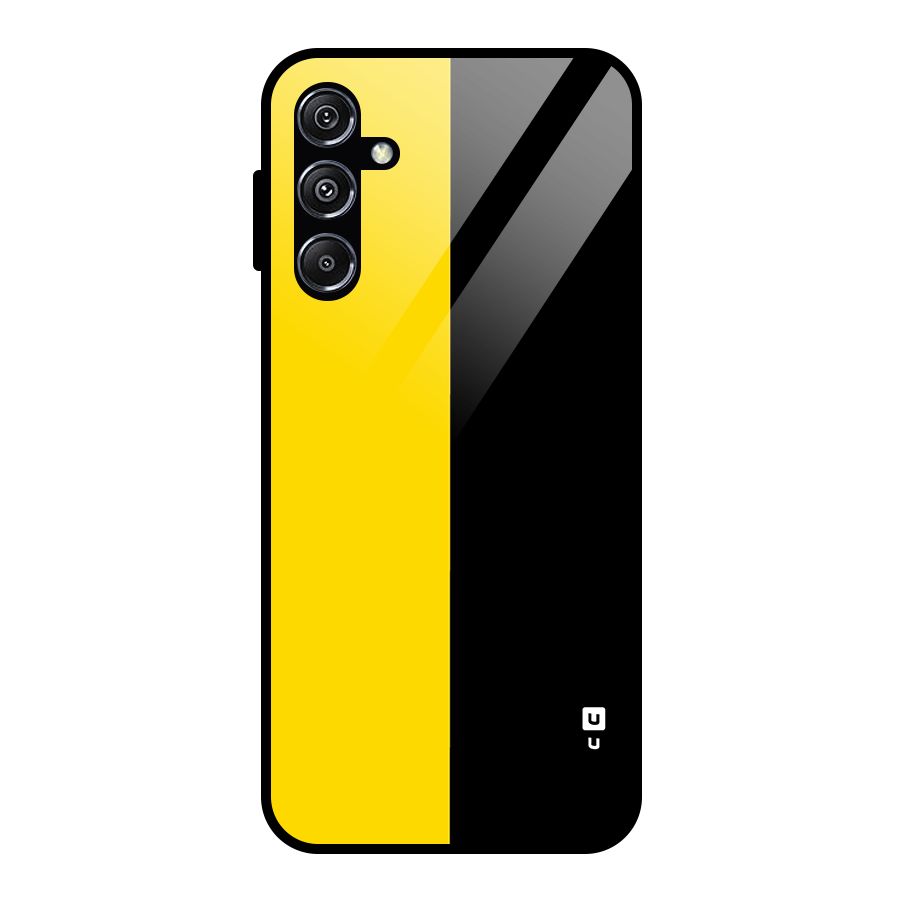 Yellow Black Super Minimalistic Glass Back Case for Galaxy M34 5G