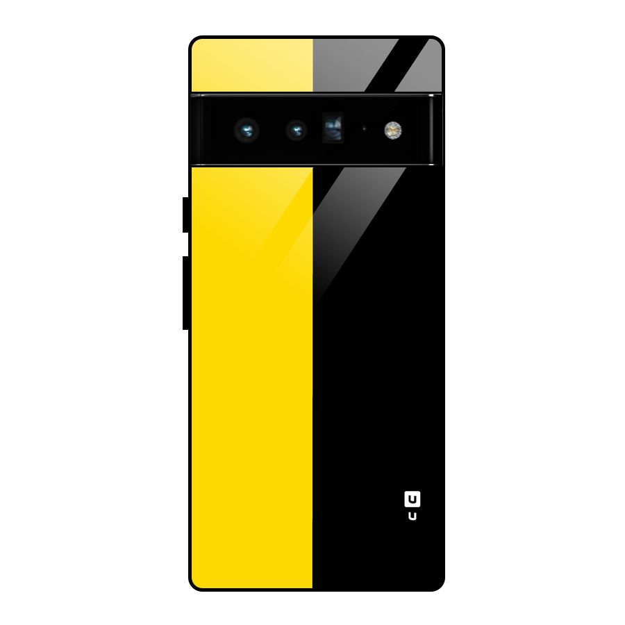Yellow Black Super Minimalistic Glass Back Case for Google Pixel 6 Pro