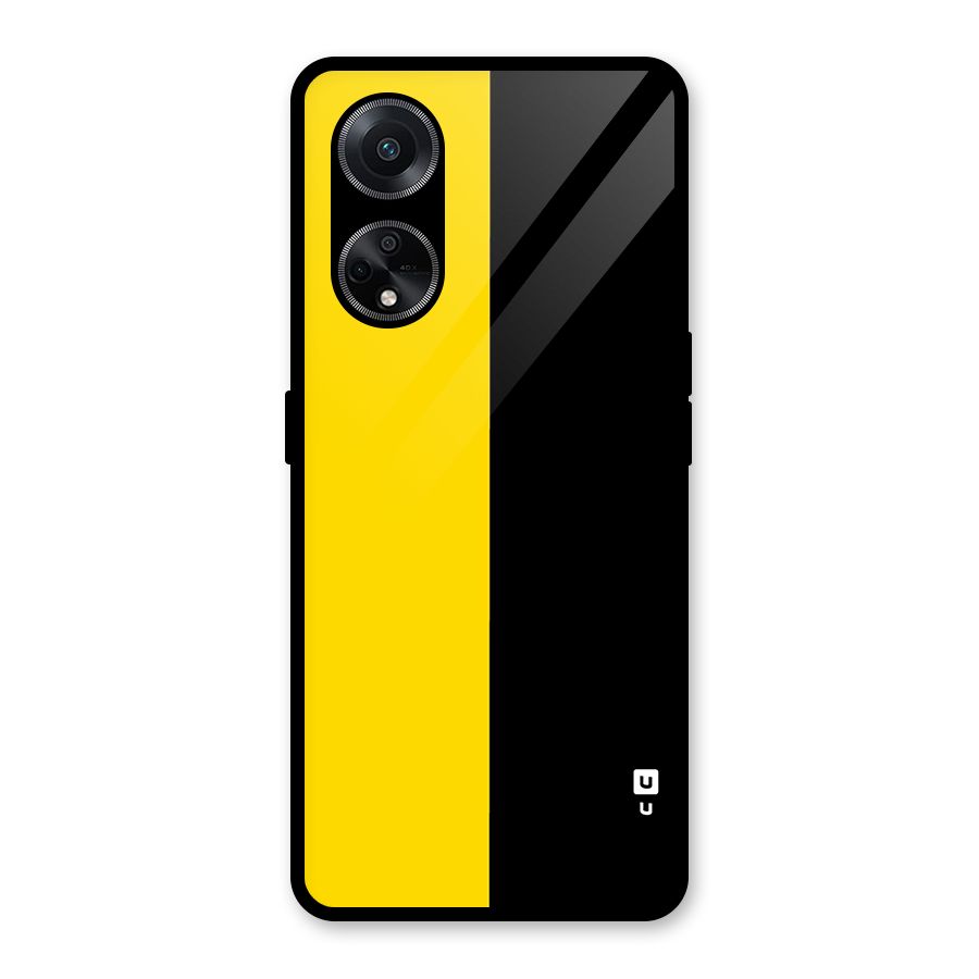 Yellow Black Super Minimalistic Glass Back Case for Oppo F23