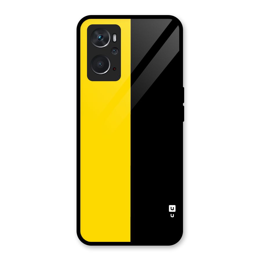 Yellow Black Super Minimalistic Glass Back Case for Oppo K10 4G