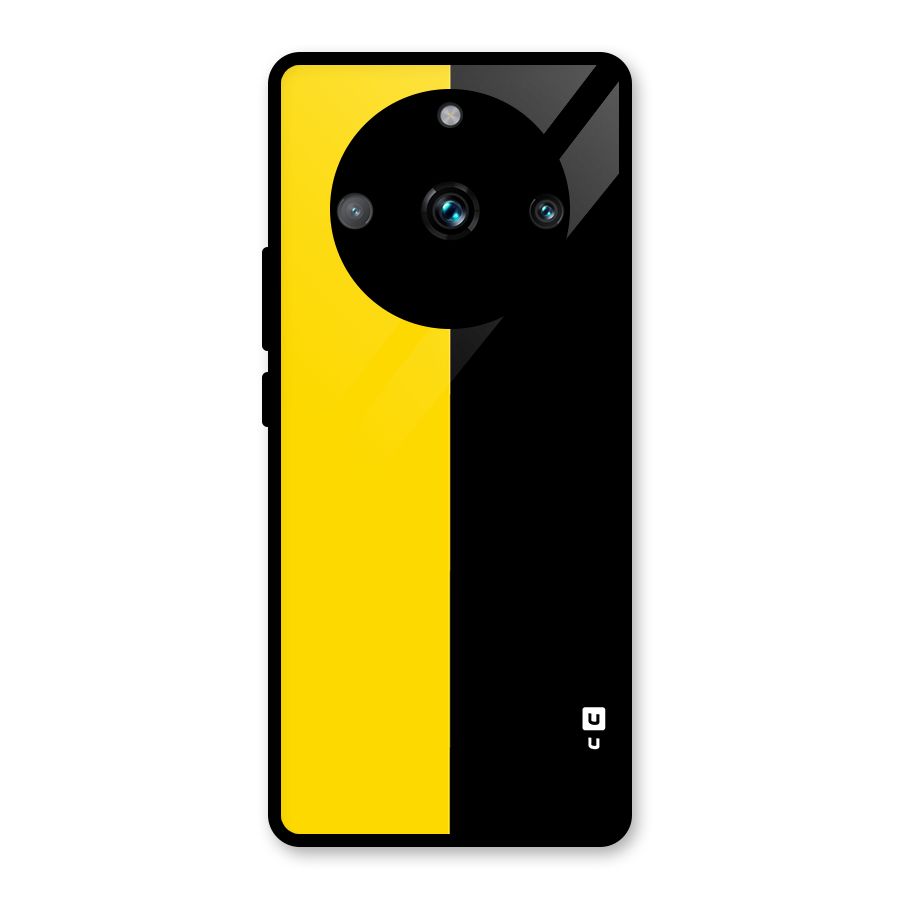Yellow Black Super Minimalistic Glass Back Case for Realme 11 Pro