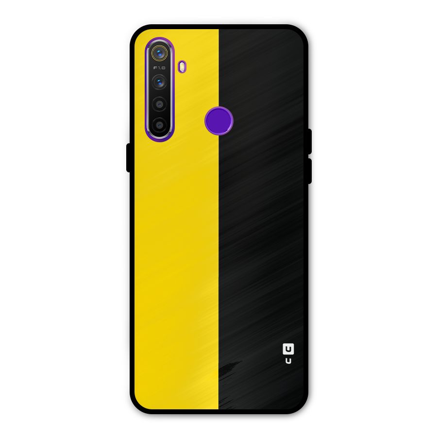 Yellow Black Super Minimalistic Glass Back Case for Realme 5s