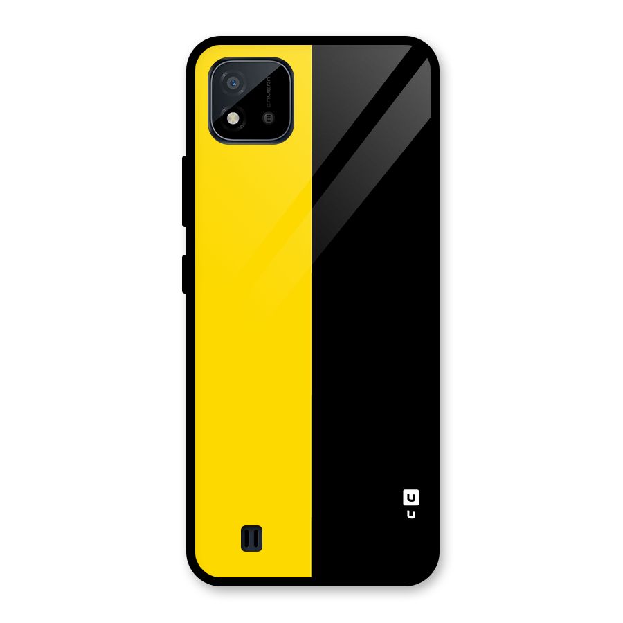 Yellow Black Super Minimalistic Glass Back Case for Realme C11 2021