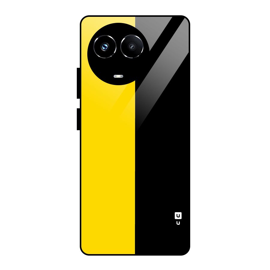 Yellow Black Super Minimalistic Glass Back Case for Realme Narzo 60X