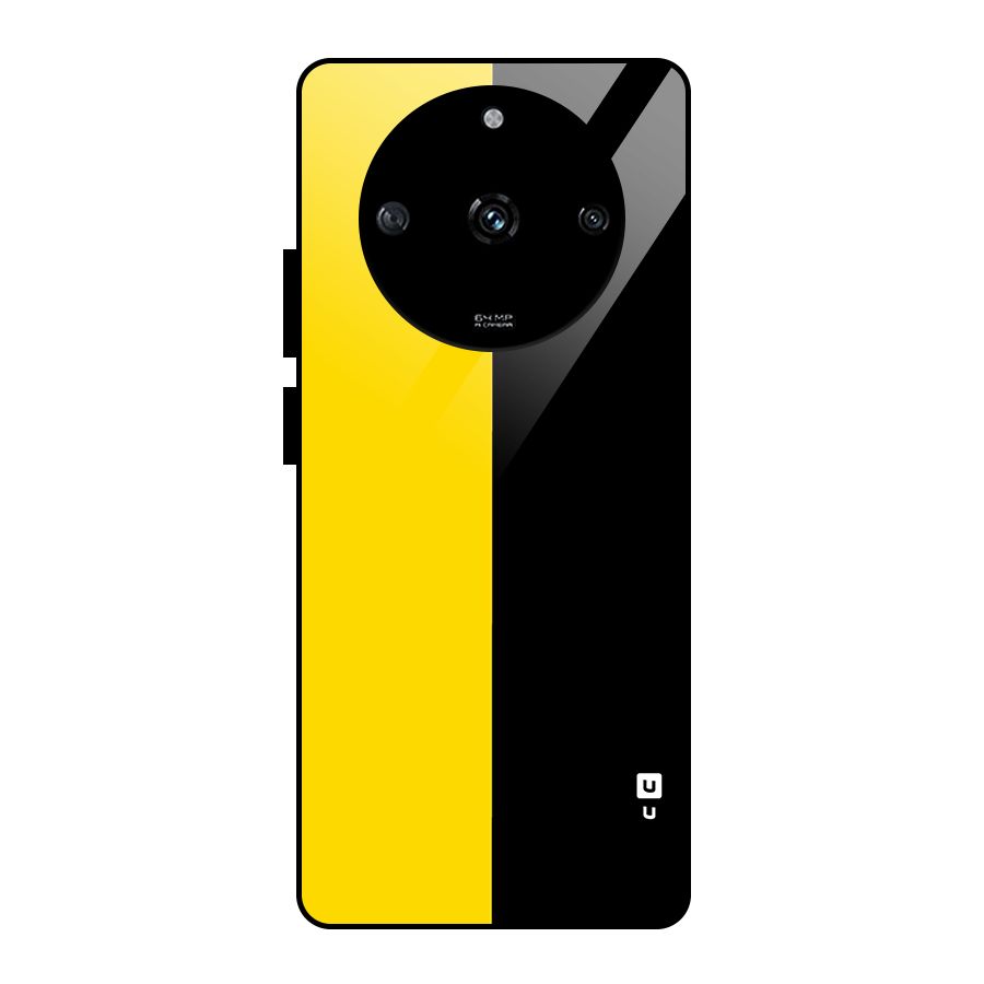 Yellow Black Super Minimalistic Glass Back Case for Realme Narzo 60 5G