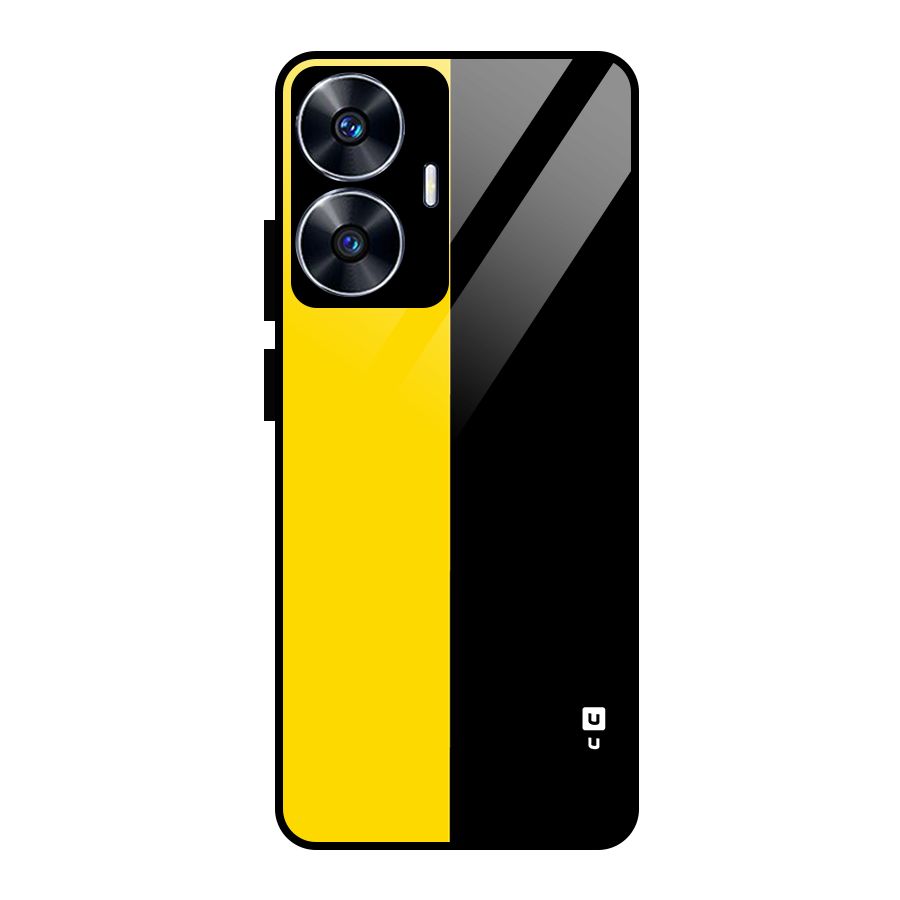 Yellow Black Super Minimalistic Glass Back Case for Realme Narzo N55