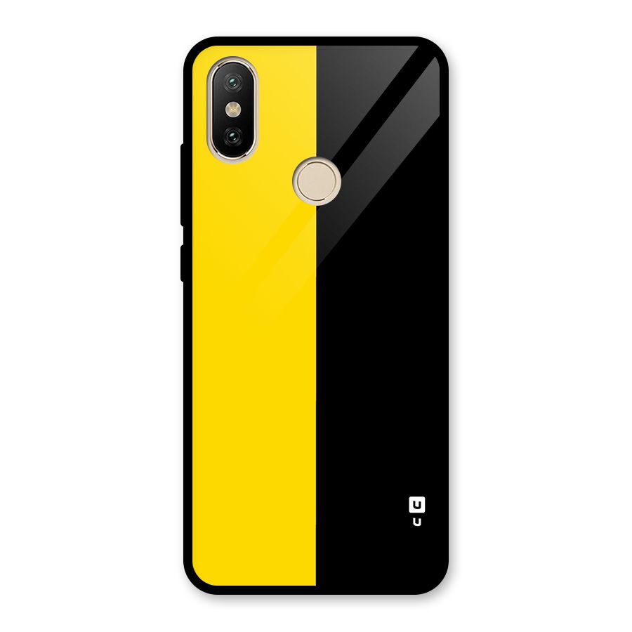 Yellow Black Super Minimalistic Glass Back Case for Redmi A2