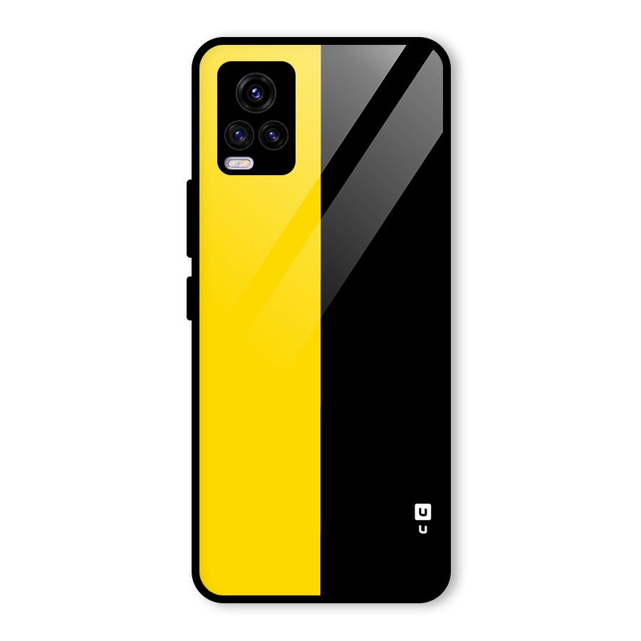 Yellow Black Super Minimalistic Glass Back Case for Vivo V20 2021