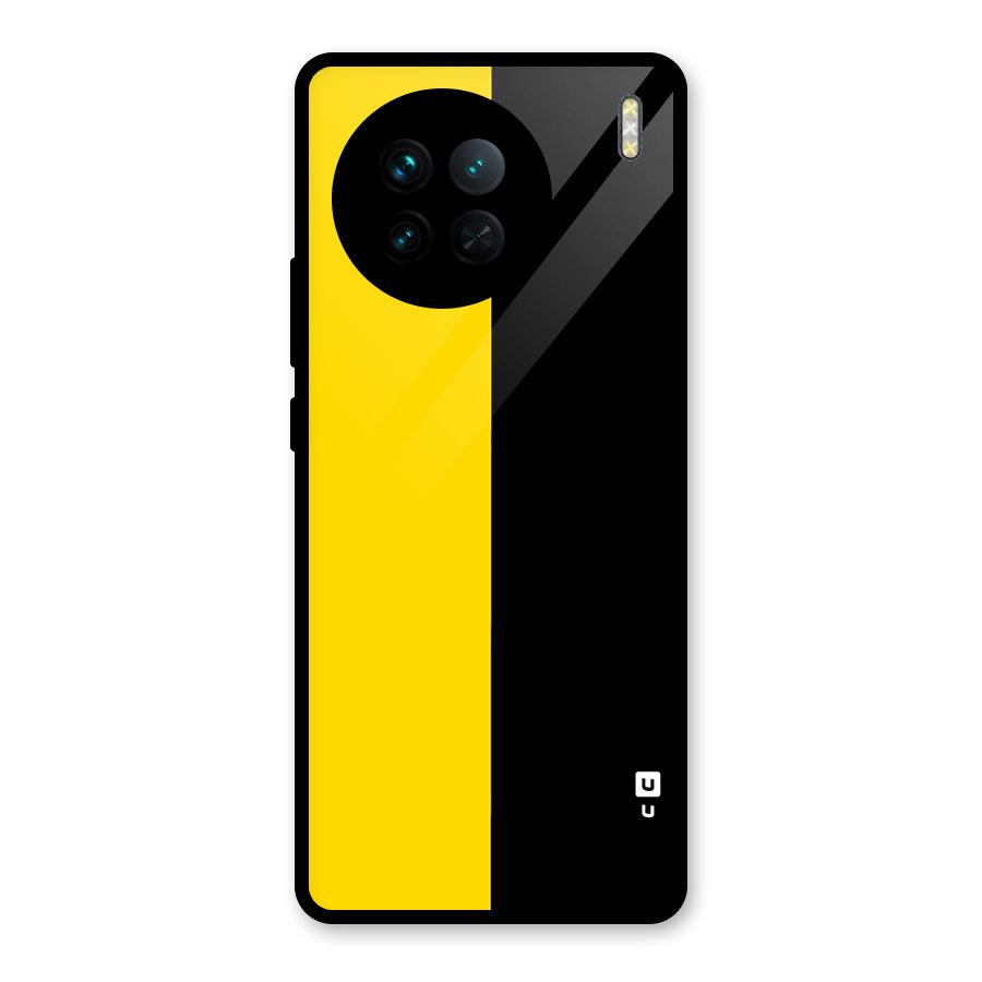 Yellow Black Super Minimalistic Glass Back Case for Vivo X90