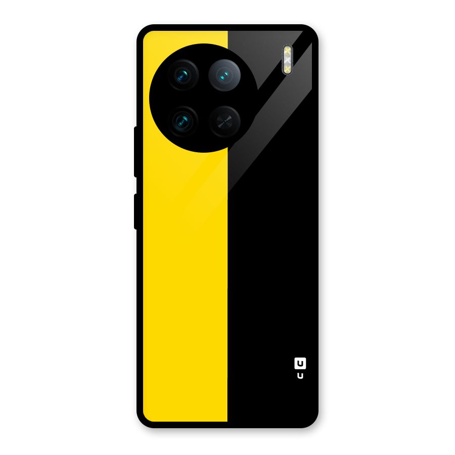 Yellow Black Super Minimalistic Glass Back Case for Vivo X90 Pro
