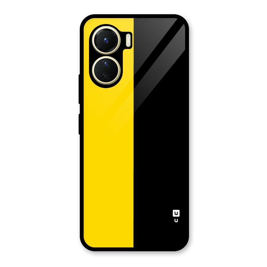 Yellow Black Super Minimalistic Glass Back Case for Vivo Y16