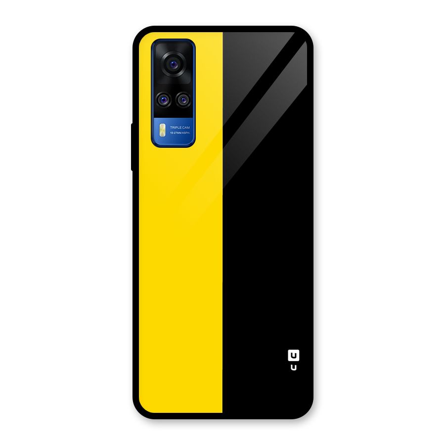 Yellow Black Super Minimalistic Glass Back Case for Vivo Y31