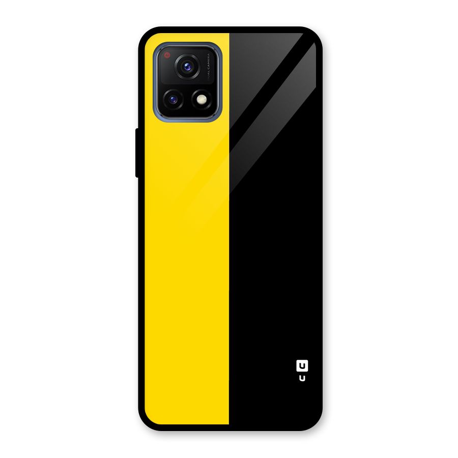 Yellow Black Super Minimalistic Glass Back Case for Vivo Y72 5G