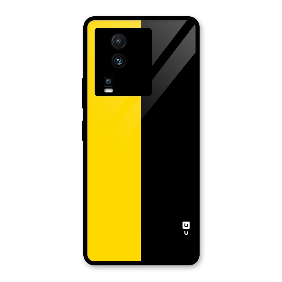 Yellow Black Super Minimalistic Glass Back Case for Vivo iQOO Neo 7 Pro