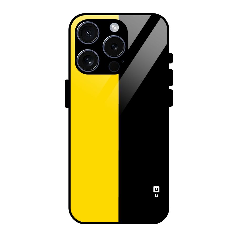 Yellow Black Super Minimalistic Glass Back Case for iPhone 15 Pro