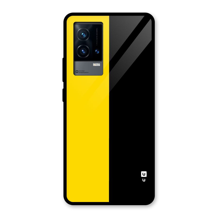 Yellow Black Super Minimalistic Glass Back Case for iQOO 9 5G