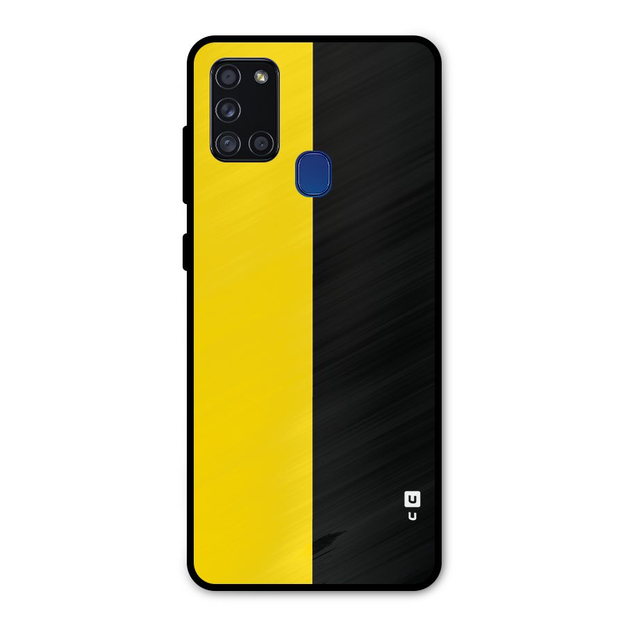 Yellow Black Super Minimalistic Metal Back Case for Galaxy A21s