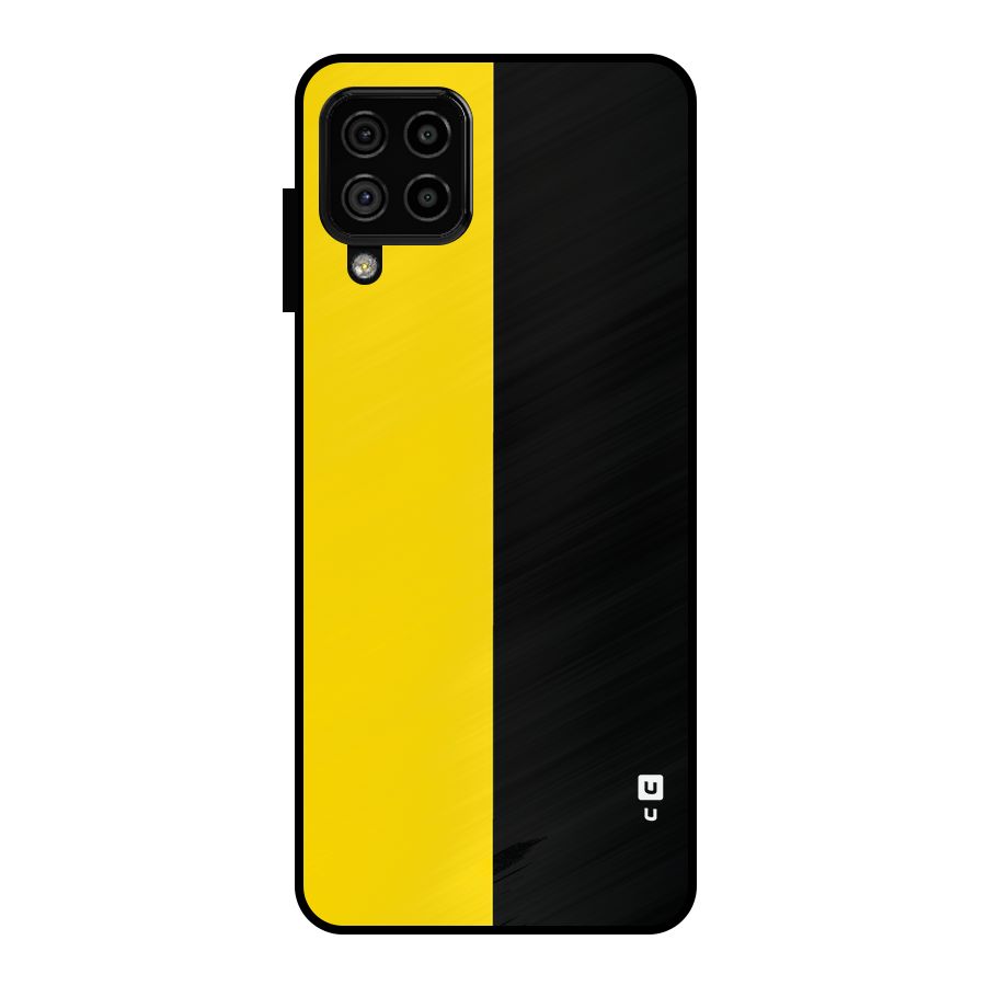 Yellow Black Super Minimalistic Metal Back Case for Galaxy A22 4G