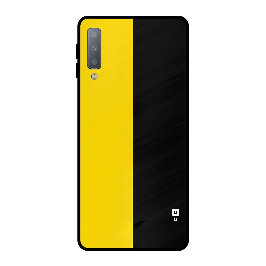 Yellow Black Super Minimalistic Metal Back Case for Galaxy A7 (2018)