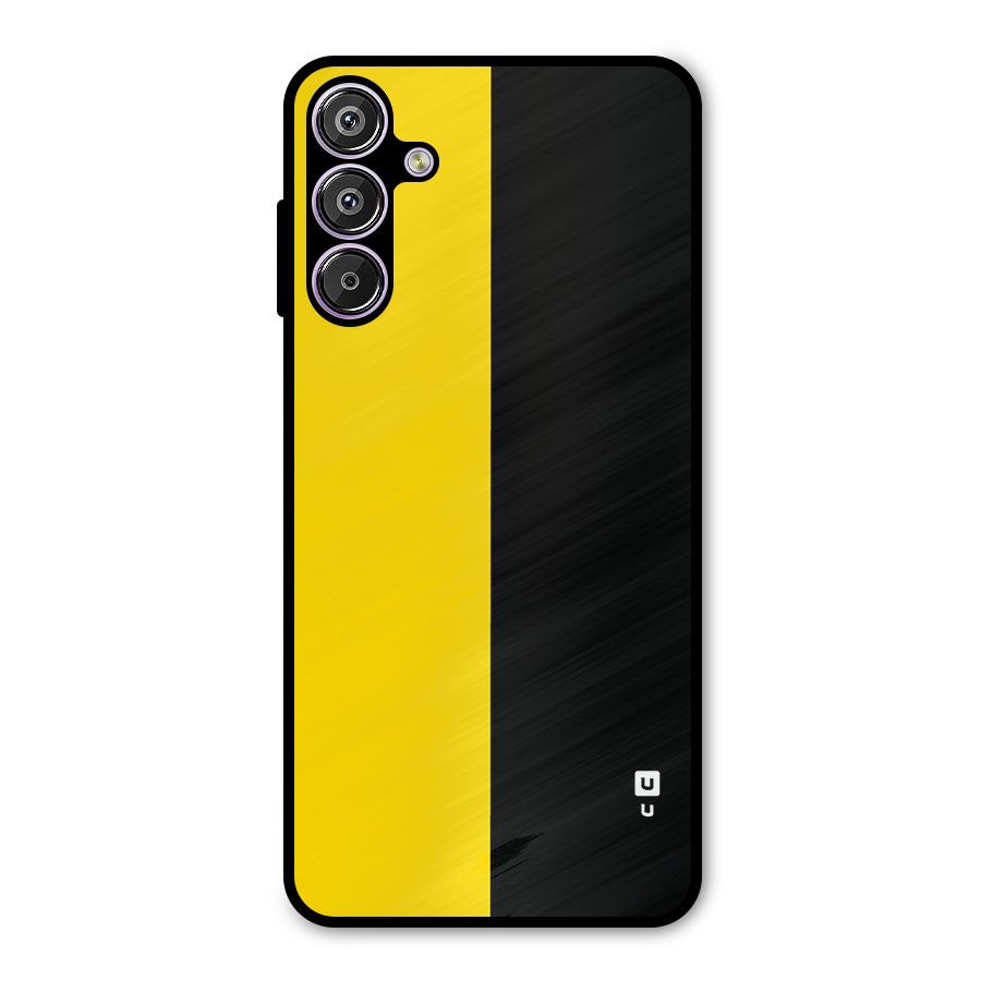 Yellow Black Super Minimalistic Metal Back Case for Galaxy M15
