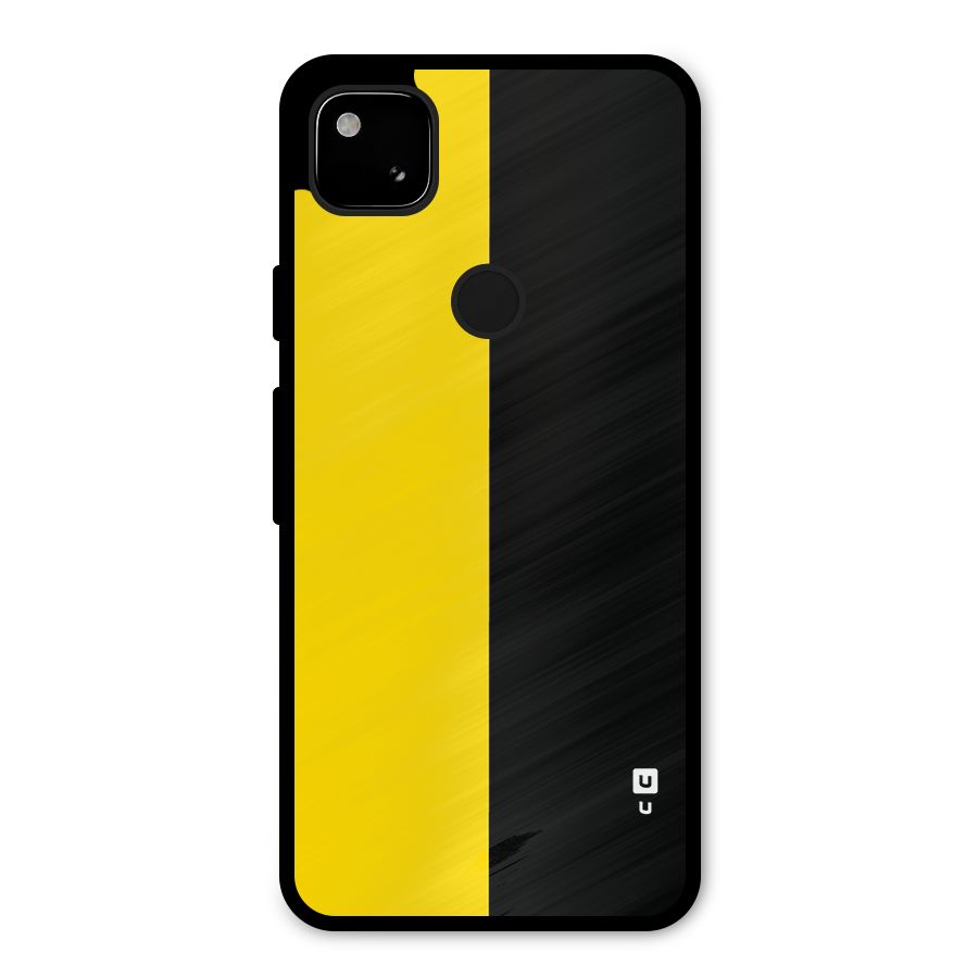Yellow Black Super Minimalistic Metal Back Case for Google Pixel 4a