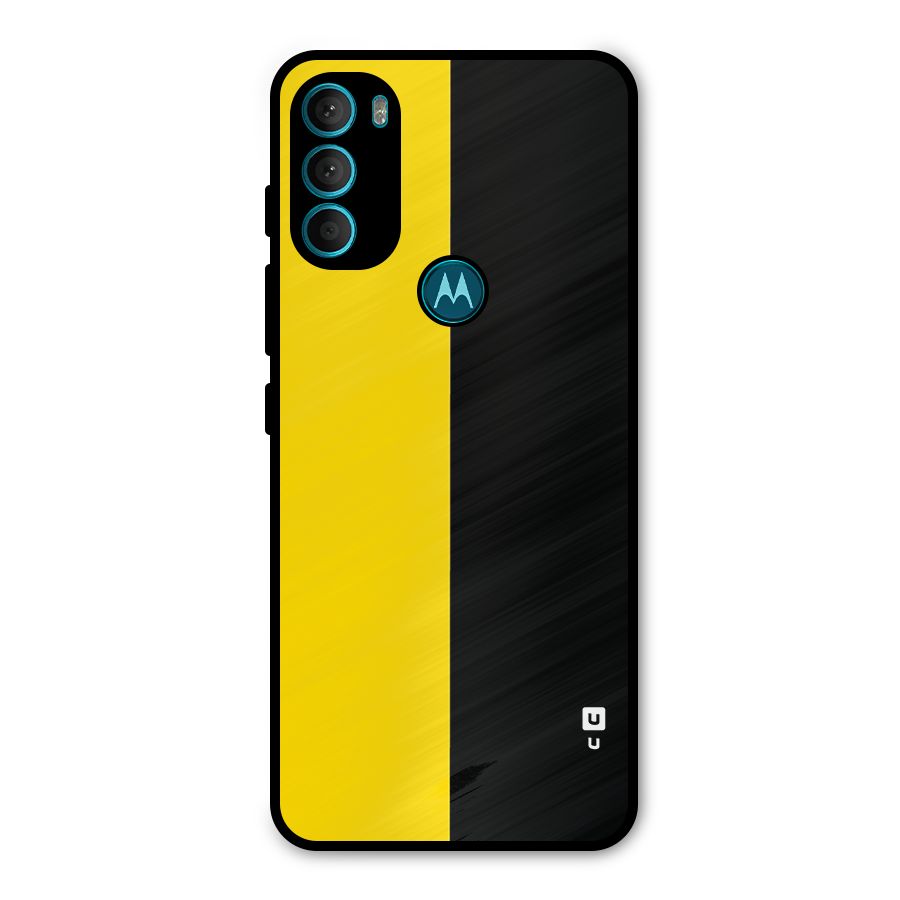 Yellow Black Super Minimalistic Metal Back Case for Moto G71 5G