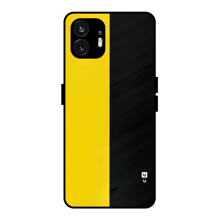 Yellow Black Super Minimalistic Metal Back Case for Nothing Phone 2