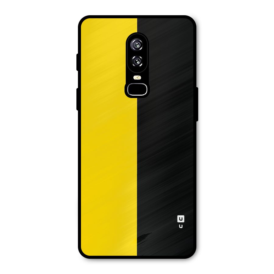 Yellow Black Super Minimalistic Metal Back Case for OnePlus 6