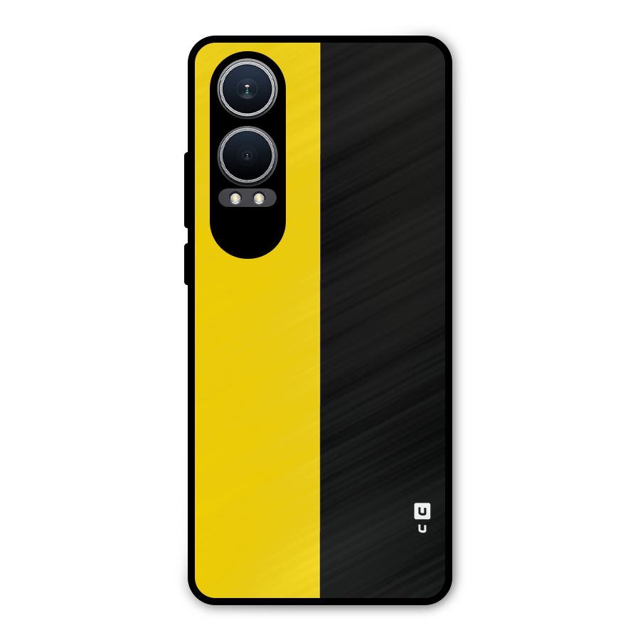 Yellow Black Super Minimalistic Metal Back Case for OnePlus Nord CE4 Lite