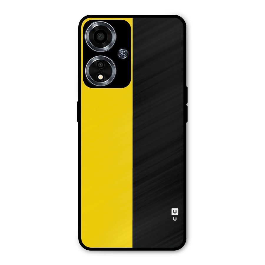 Yellow Black Super Minimalistic Metal Back Case for Oppo A59