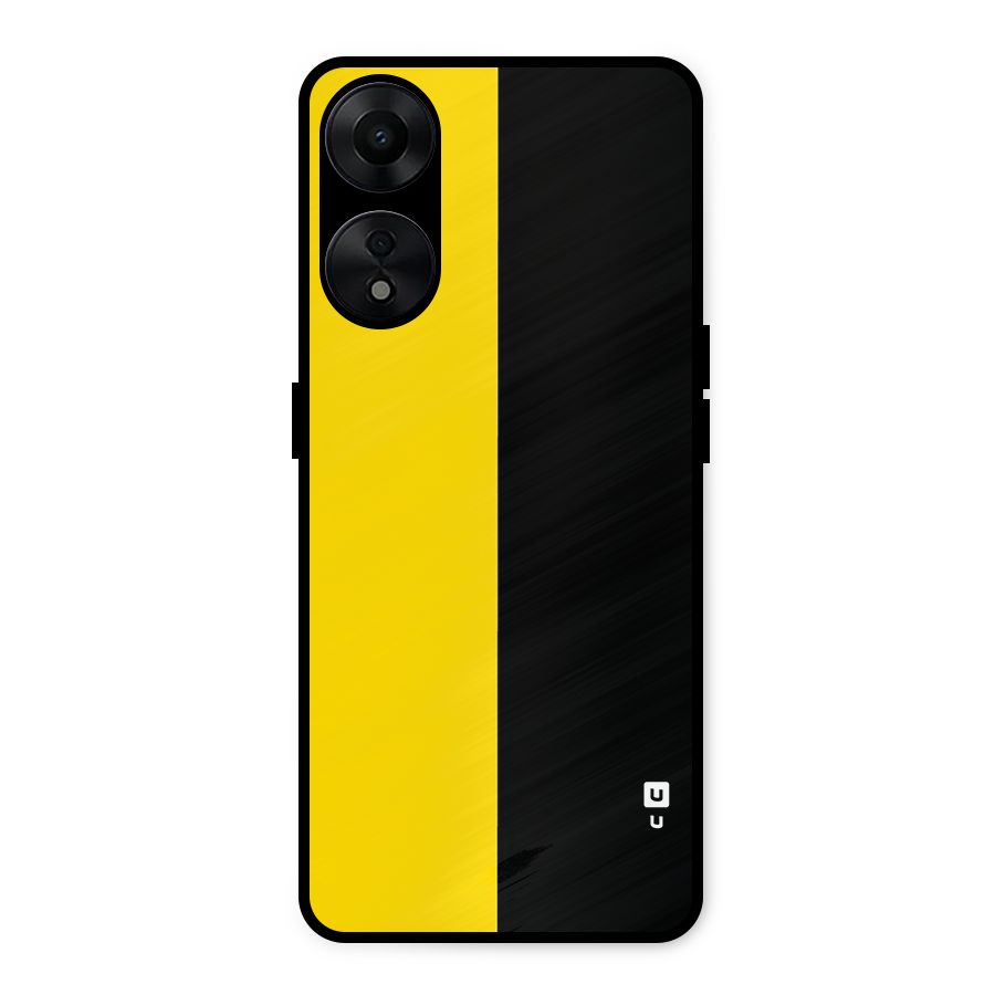 Yellow Black Super Minimalistic Metal Back Case for Oppo A78 5G