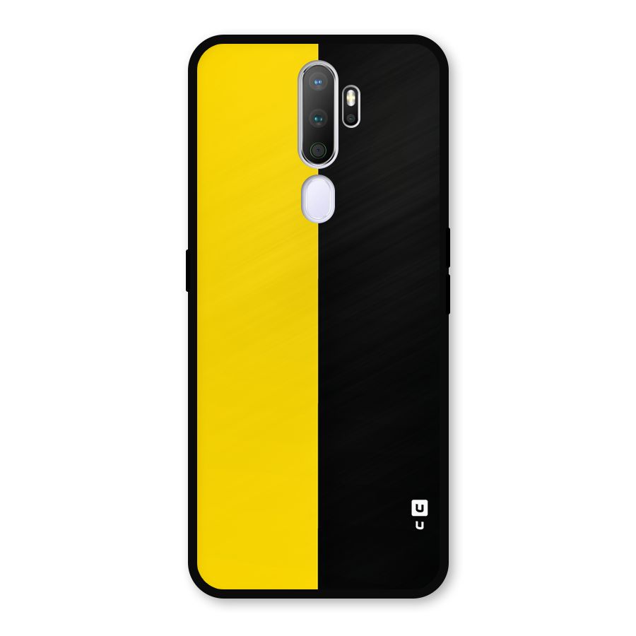 Yellow Black Super Minimalistic Metal Back Case for Oppo A9 (2020)