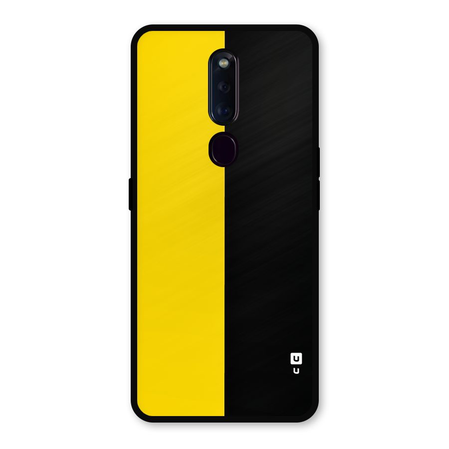 Yellow Black Super Minimalistic Metal Back Case for Oppo F11 Pro
