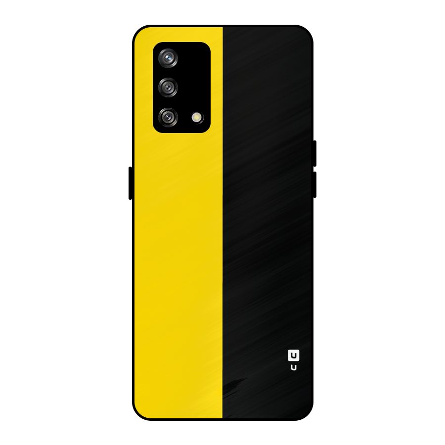 Yellow Black Super Minimalistic Metal Back Case for Oppo F19
