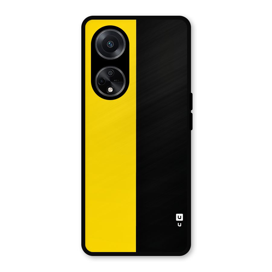 Yellow Black Super Minimalistic Metal Back Case for Oppo F23